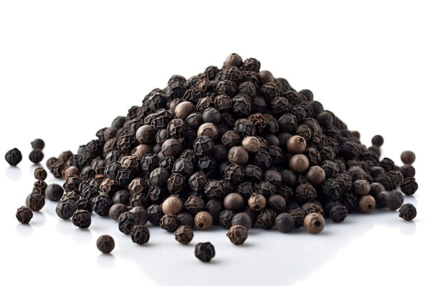 Black Pepper Seeds On White Background