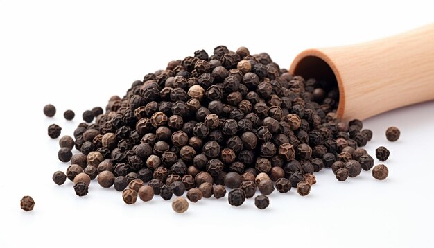 Black pepper on white background