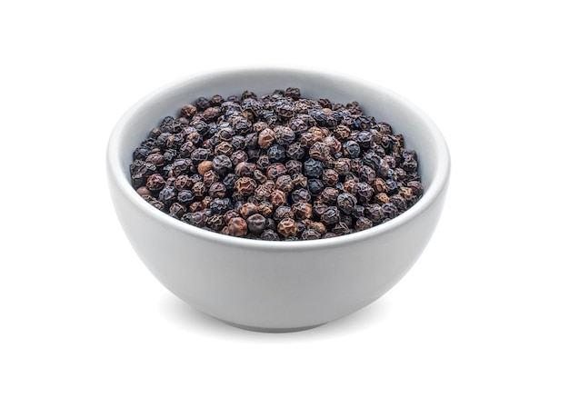 Black pepper on white background