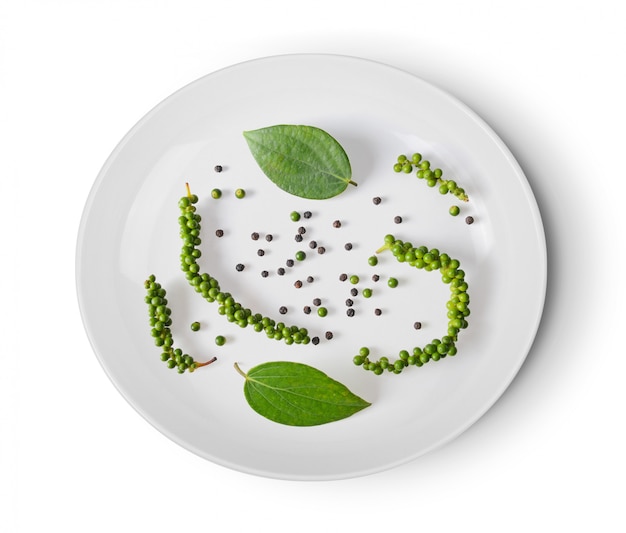 Black peppers in a plate