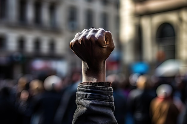 Premium AI Image | A black person's fist raised in the air for Black ...