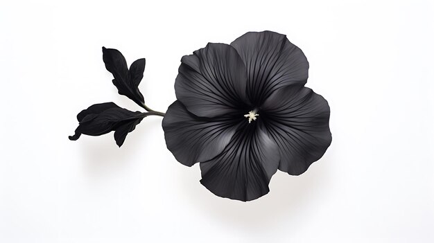 白い背景に分離された黒いペチュニア 黒い色のペチュニアの花