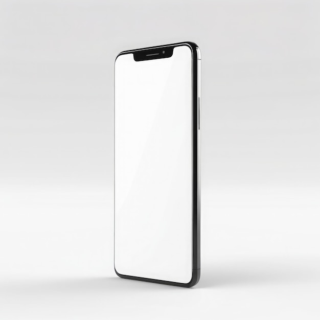 Black phone with white screen on white background