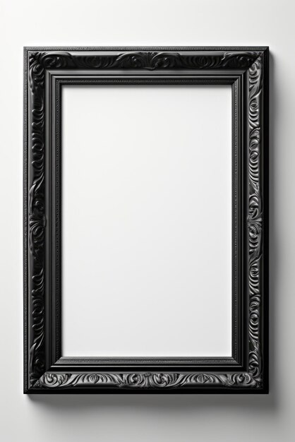 Photo a black picture frame on a white wall