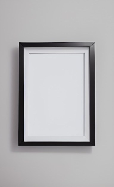 A black picture frame with a white border on the bottom.