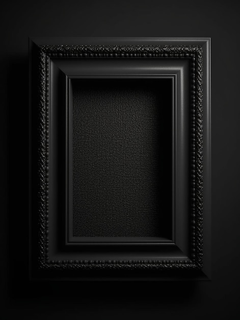 A black picture frame with the word " on it " on the bottom.