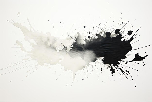 Photo a black piece of ink splatter on white in the style of kozo yokai