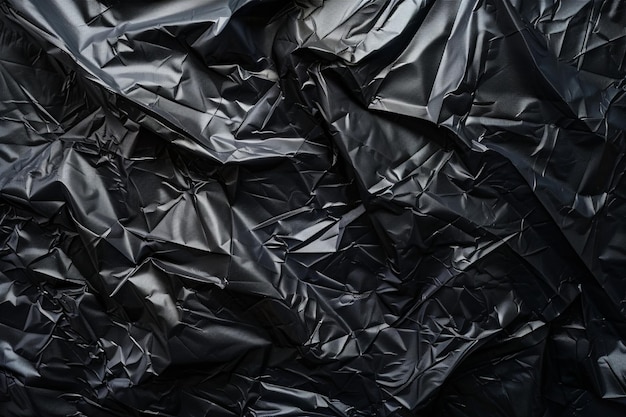 Photo a black piece of plastic wrinkled