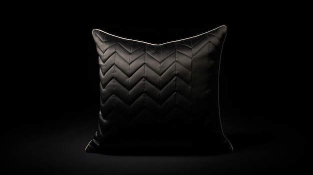 a black pillow with a gold pattern on it