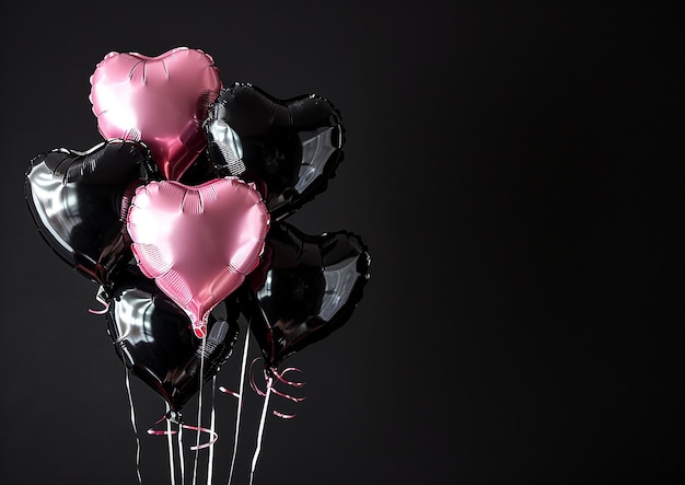 Photo black and pink aesthetic heart balloons