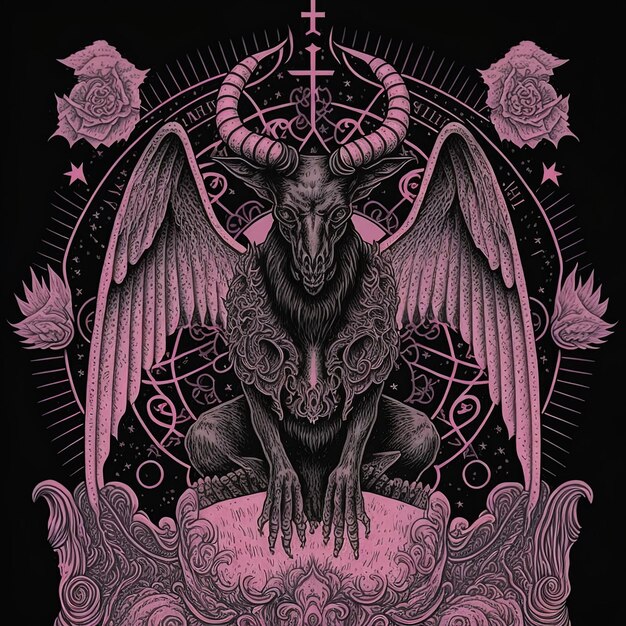 Photo a black and pink poster with a black dragon on it