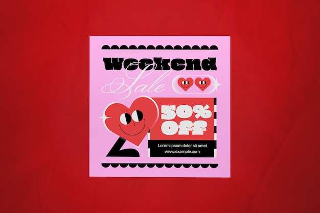 black pink quirky valentine sale banner