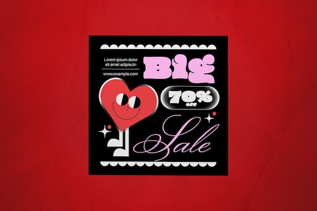 Black Pink Quirky Valentine Sale Banner