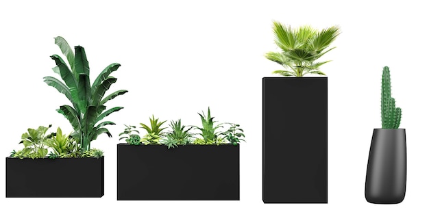 A black planter with plants in it