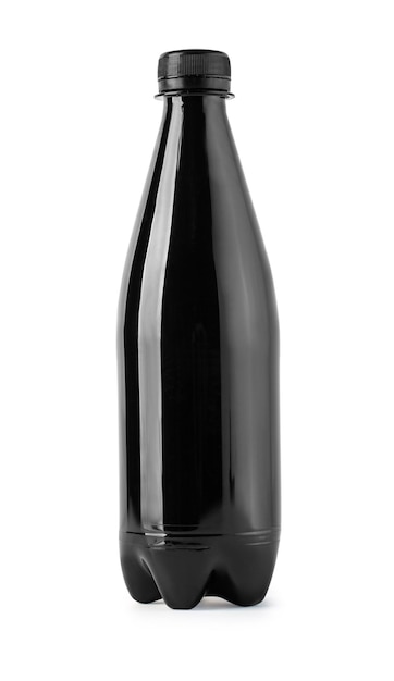 Black Plastic bottle isolated on white