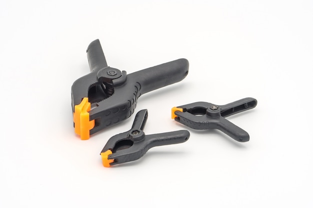 Black plastic clamps for joinery 