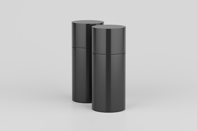 Black Plastic Spray Deodorant Multiple Bottles Bottle Mockup 3D Rendering