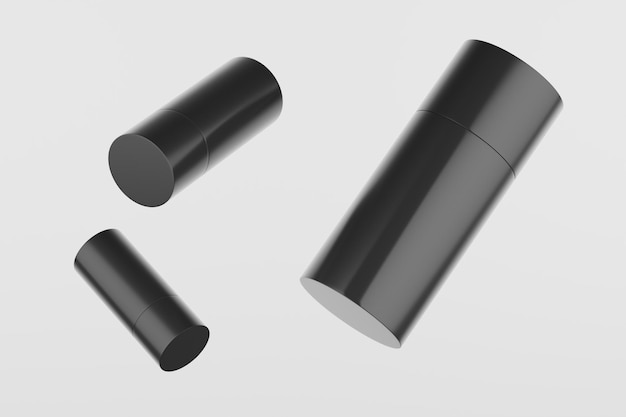 Black Plastic Spray Deodorant Multiple Bottles Bottle Mockup 3D Rendering