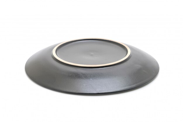 black plate and bowl isolated 