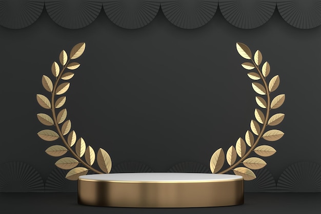 Black podium on background minimal design 3D rendering