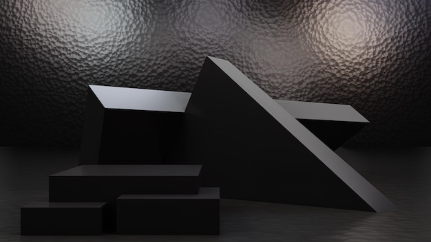 Black podium background stand or blank stage platform or minimal modern showcase pedestal 3d