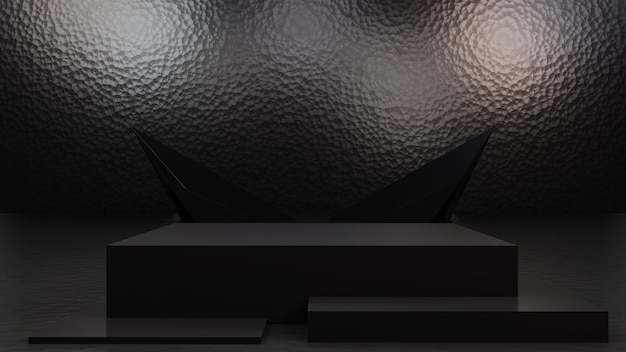 Black podium background stand or blank stage platform or minimal modern showcase pedestal 3d