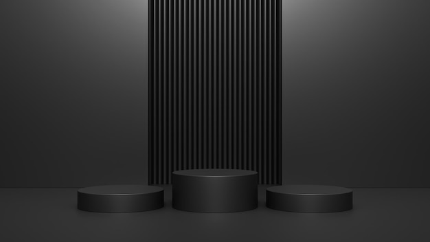 Black podium on black background