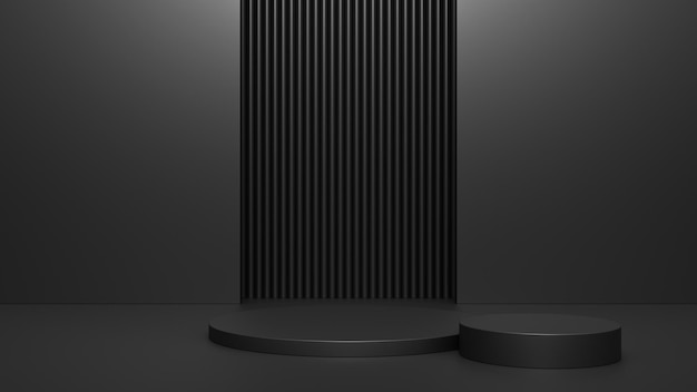 Black podium on black background