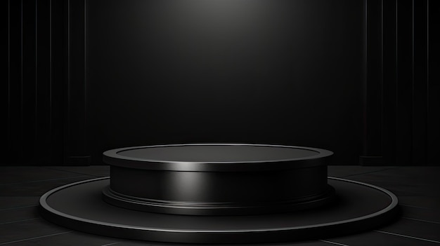 Black podium on black background