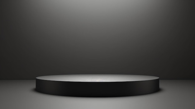 Black podium on a dark background 3d rendering