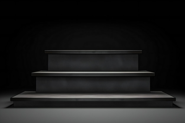 Black podium on dark background Mock up