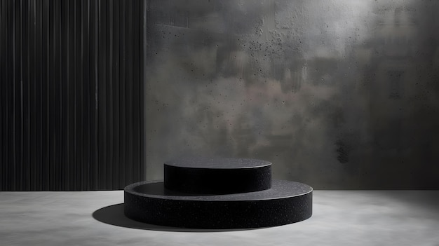 Black podium on a gray background 3d rendering