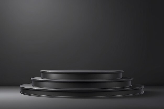 Black podium for presentations Realistic black studio Space for displaying products Banner for advertise product on website Vector illustration