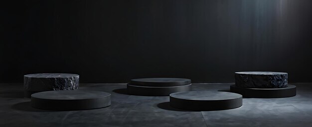 black podium stone background 3d dark stand abstract stage scene geometric marble showcase