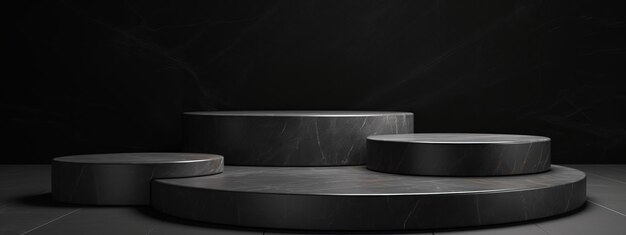 写真 ブラック・ポディウム・ストーン (black podium stone) は3dディスプレイで黒いステージを舞台にして3dデスプレイを舞台にしています