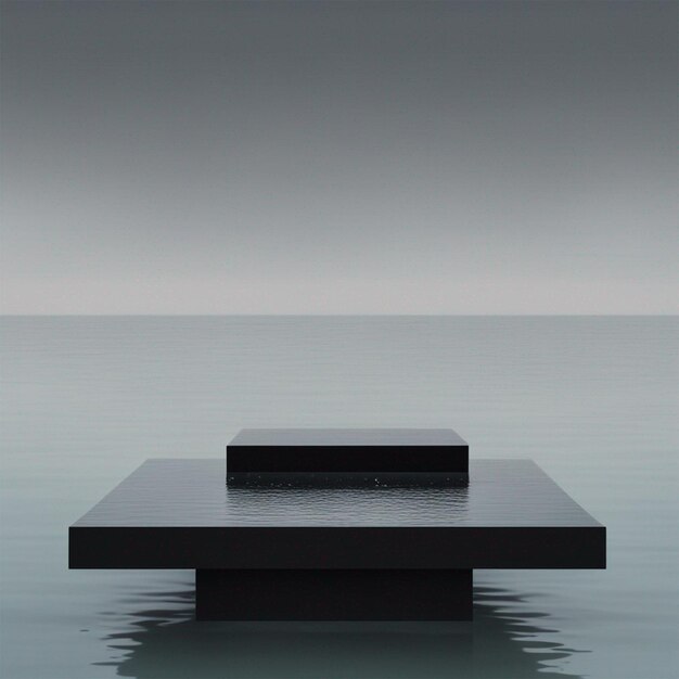 Photo black podium in water background ai generated