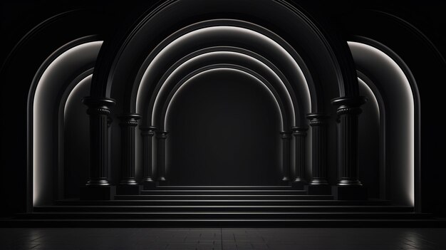 black podium with columns