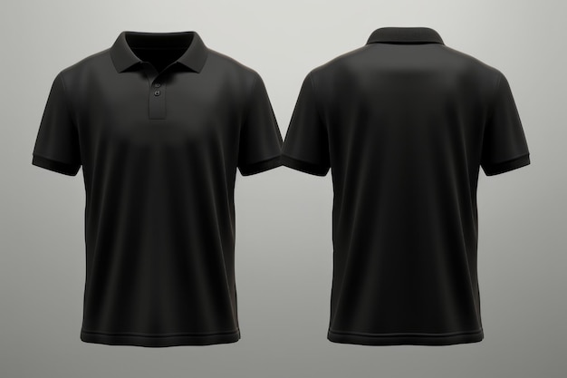 Foto mockup di camicia polo nera vista anteriore e posteriore