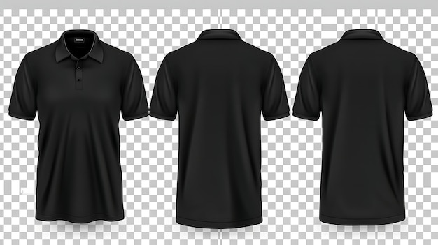 Photo black polo shirt mockup front side and back views design your own tshirt vector illustration