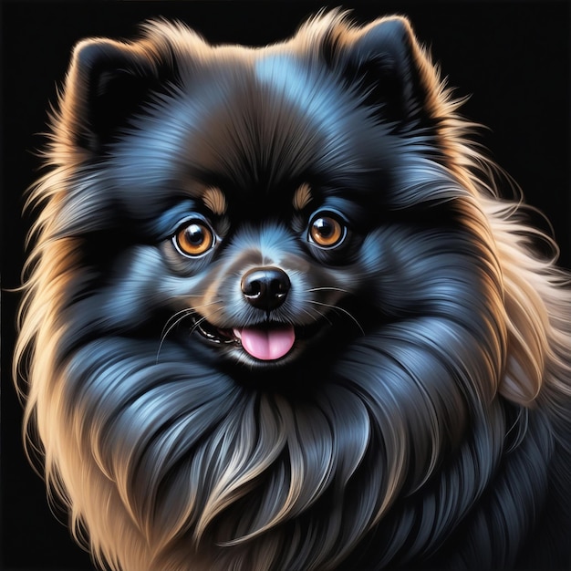 Photo black pomeranian dog portrait