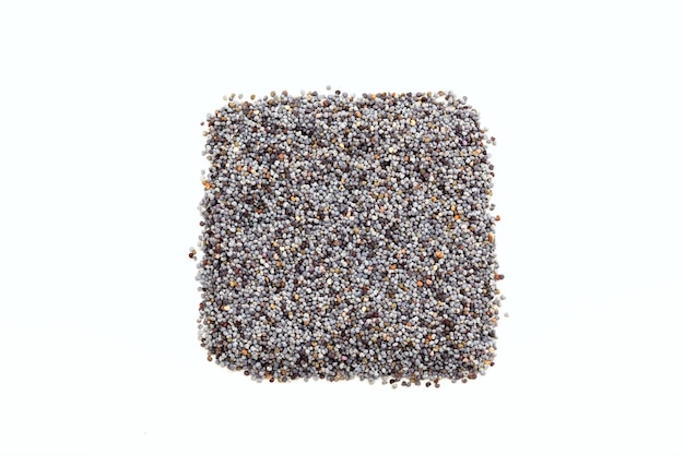 Black poppy seeds in a square shape