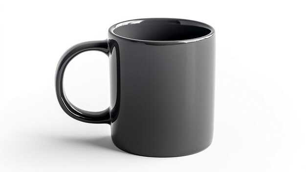 Black porcelain mug on gray background Generated AI