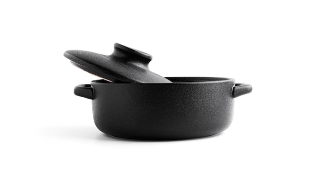 Black pot isolated on white surface