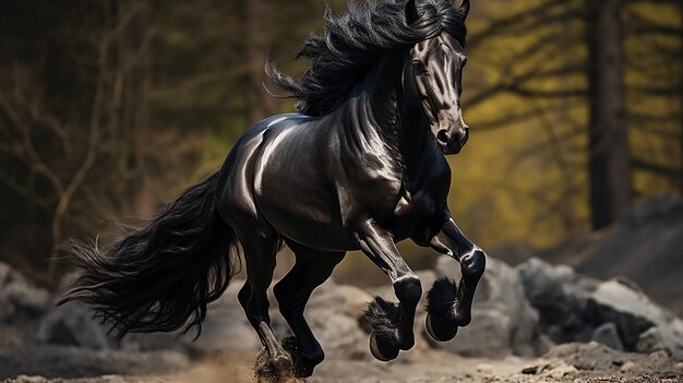 Photo black prancing stallion ar 169 style raw styling