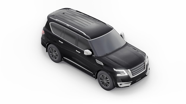 Black Premium Family SUV car isolated on white background 3d rendering