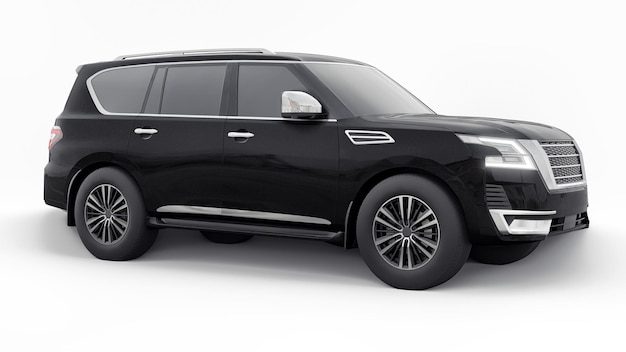 Black Premium Family SUV car isolated on white background 3d rendering