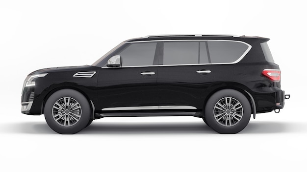 Black Premium Family SUV car isolated on white background 3d rendering