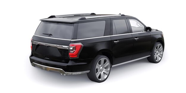 Black Premium Family SUV isolated on white background 3d rendering