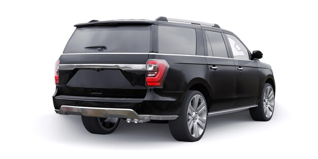 Black Premium Family SUV isolated on white background 3d rendering