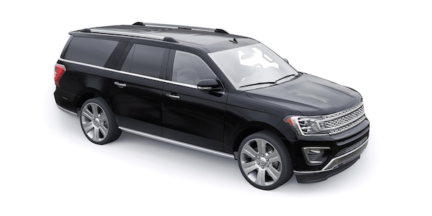 Black Premium Family SUV isolated on white background 3d rendering
